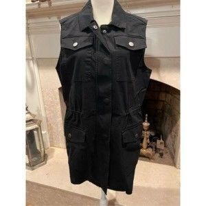 A New Day Long Cargo Vest Black  Size Medium
